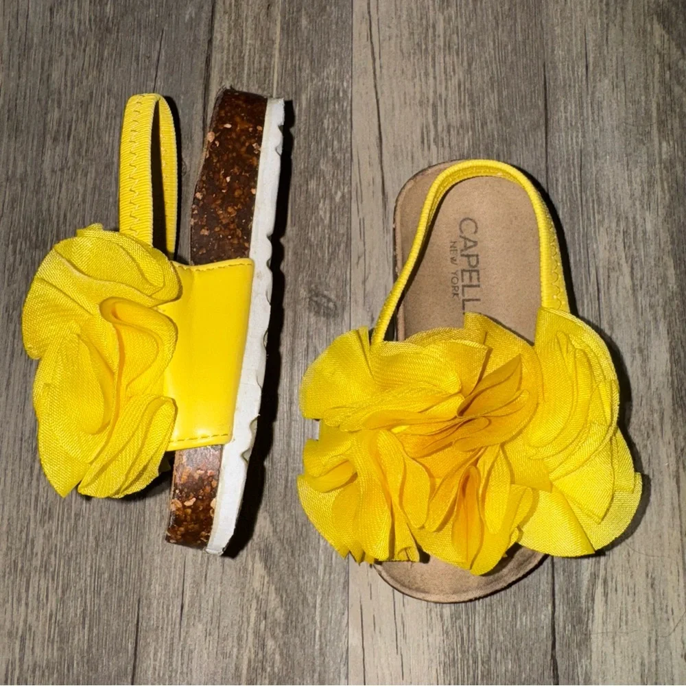 Capelli of New York Yellow Floral Kids Sandals
